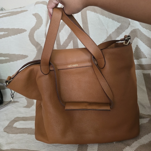 Meli Melo Elegant Tan Leather Tote Bag - Picture 2 of 6